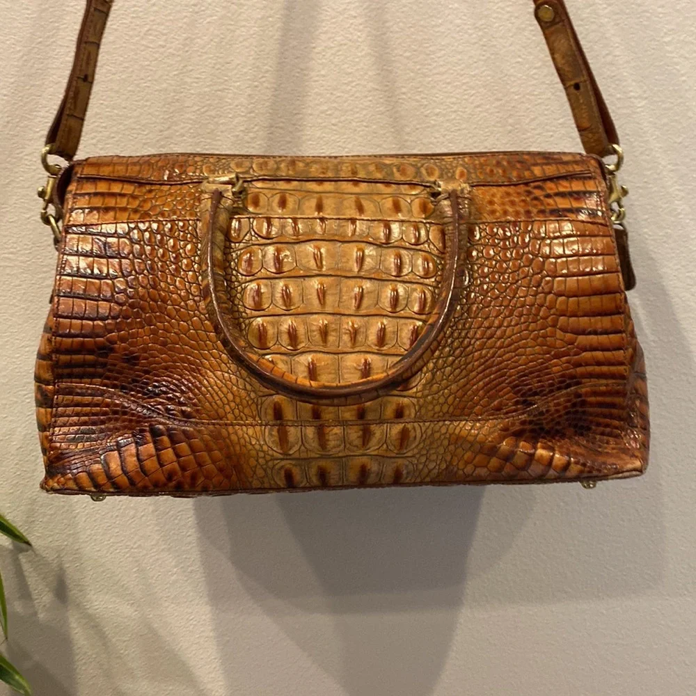 Brahmin satchel crossbody embossed croc handbag